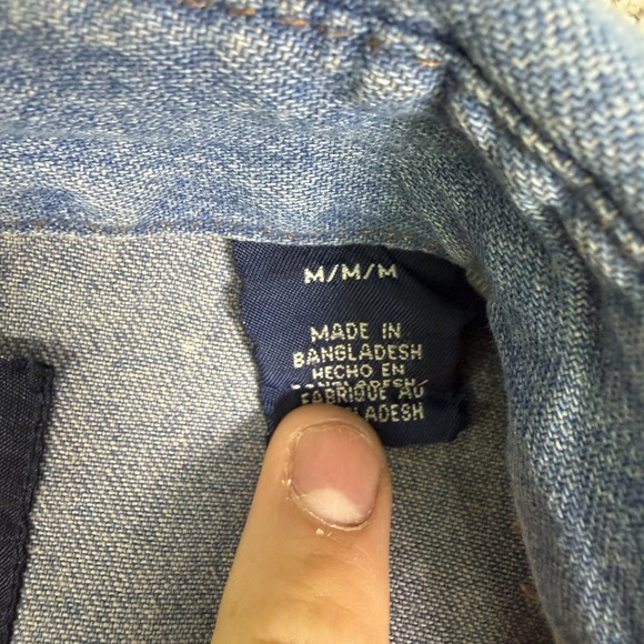 Wrangler Cowboy Cut Blue Denim Western Work Shirt Mens M Pearl Snap Rodeo - Picture 6 of 11